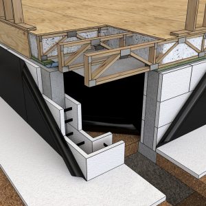 A peel-and-stick membrane protects a crawl space built with insulated concrete forms.