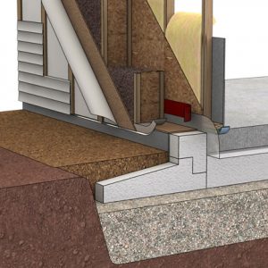 Foundation and wall of a zero-energy home.