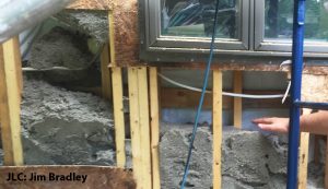 Slumped cellulose in a deep wall cavity in Vermont.