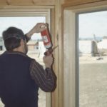 Air-Sealing framing joints with foam.